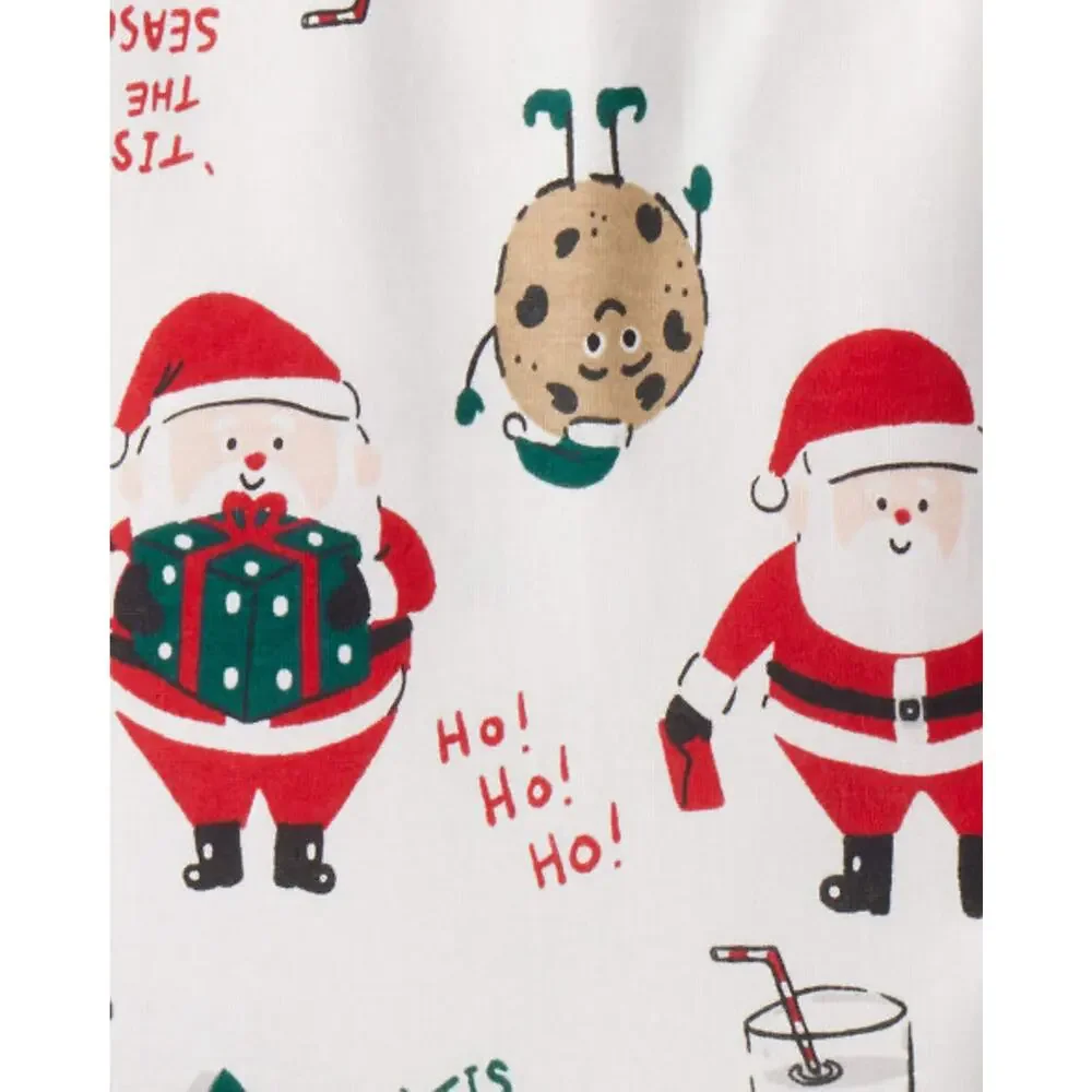 NEW! 12 Carter's Kids Christmas Santa Milk & Cookies Cotton 2PC Pajamas White